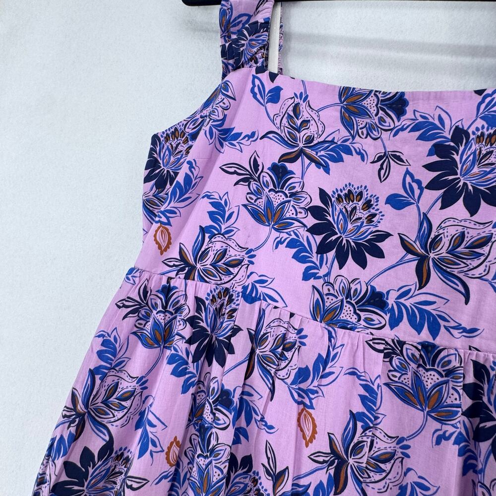 J Crew Floral Midi Dress Purple Blue Tiered Ruffle Straps Cottagecore ruffled 14 - Picture 6 of 7